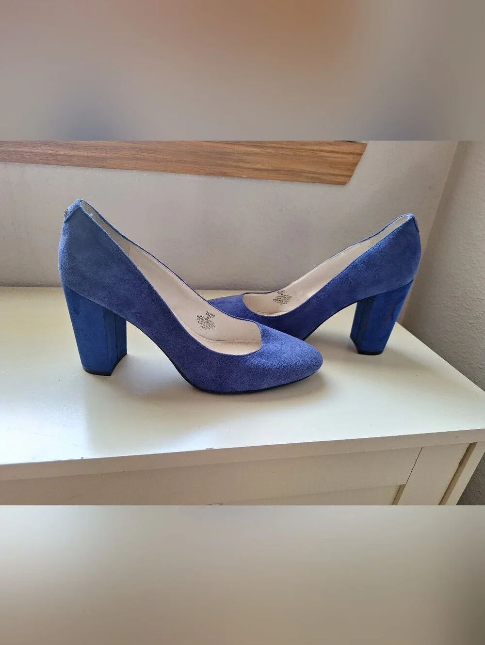 Anne Klein Royal Blue Suede Block Heel Pumps